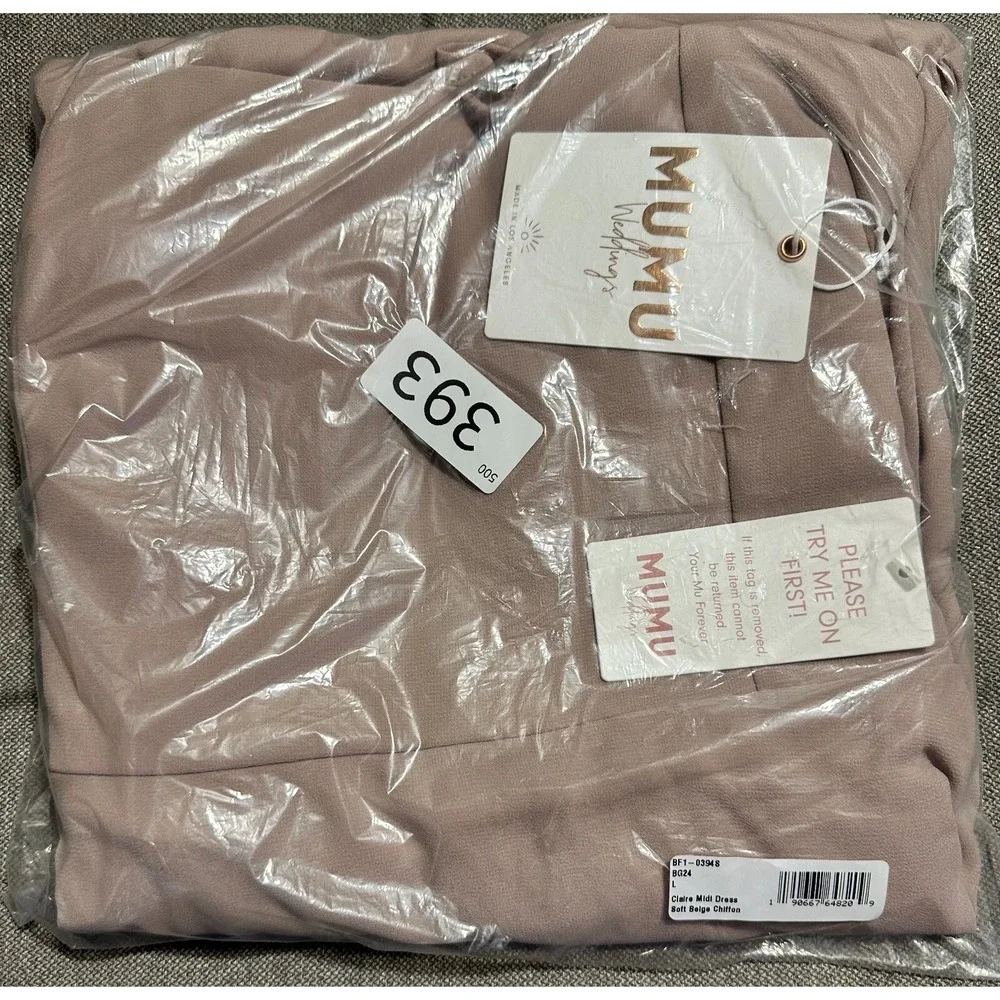 NWT Show Me Your Mumu Reese Ruffle Midi Dress Soft Beige Blush XXS Retail $198 - Picture 5 of 6